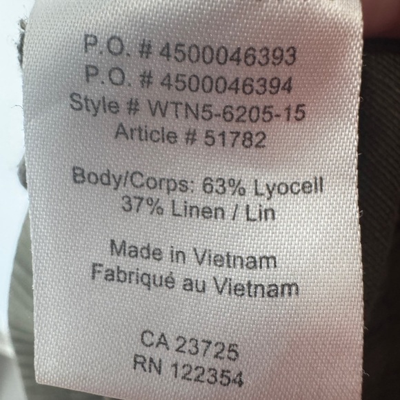 Aritzia Community Linen Blend Pants Olive - Picture 5 of 12